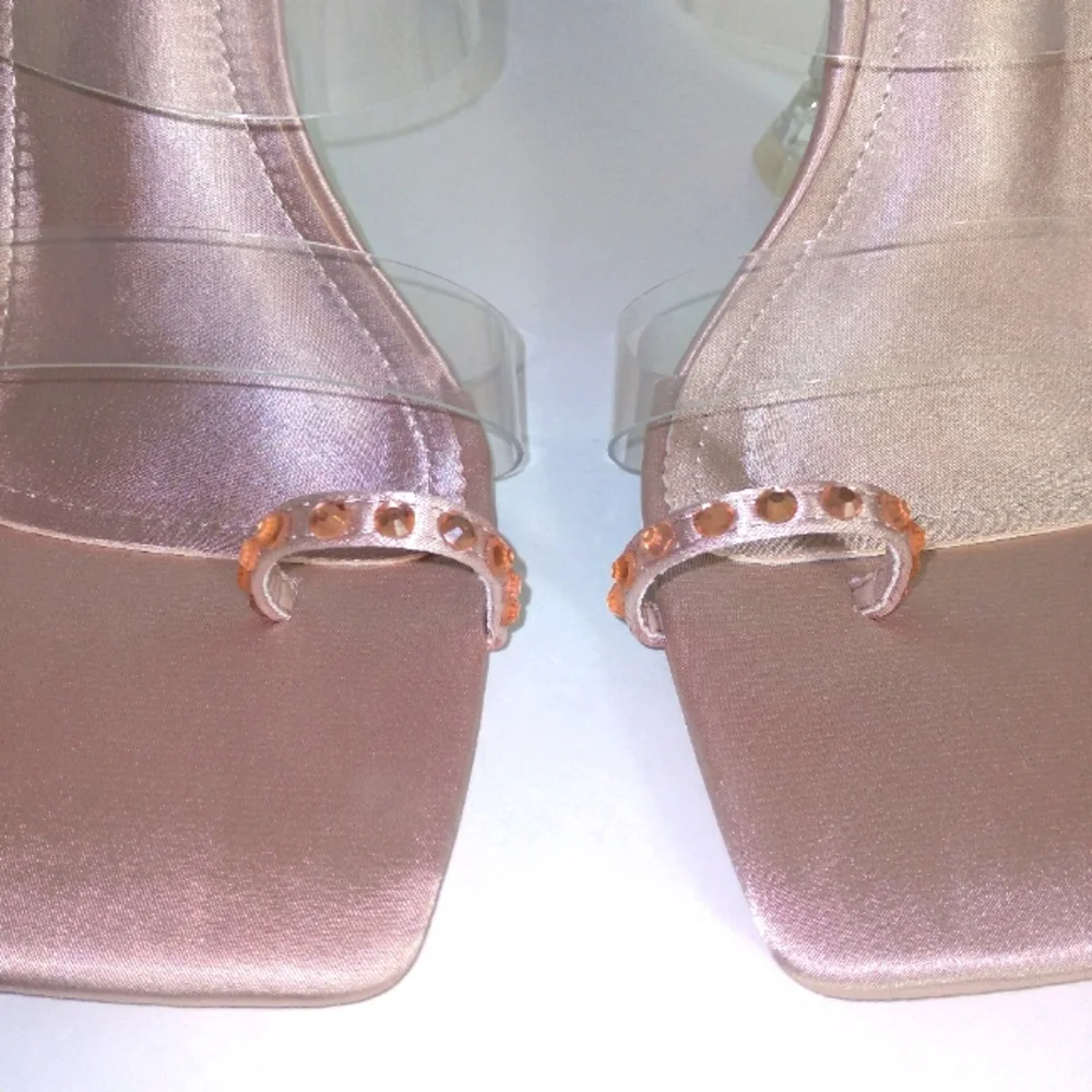 CAPE ROBBIN Champagne Bling Ring Toe Clear Heels- Size 8